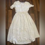 Stevie Hender  Cream and Purple Ruffled Tiered Sundress Photo 1