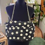 Betsey Johnson  Black & White Polka Dot Chain Strap Floral Lined Purse Bag Photo 1