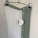 STAUD NEW Ribbed Colorblock Midi Bodycon Skirt in Green/Cream Photo 1