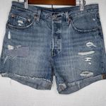 Levi's  501 Shorts Womens 30 Blue Comfort Distressed Button Fly Cut Offs‎ Western Photo 0