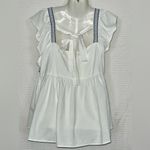 Embroidered White and Blue Women's Top Size XL Photo 5