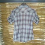Vanity M Blue Tan Plaid Embellished Top Size M Photo 2