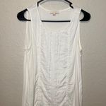 Skies Are Blue  White Tank Top Sleeveless Crochet Trim Casual Blouse Photo 0