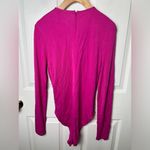 Farm Rio Pink Long Sleeve Knot Twist Key Hole Neck Zip Up Bodysuit M Photo 5