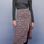 Maje Pink Leopard Midi Skirt Photo 0