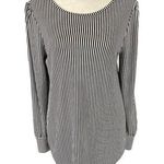 Ann Taylor black and white vertical striped long sleeve pullover stretchy top S Photo 0