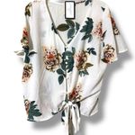 Fantastic Fawn  size large ivory self tie floral
Blouse v-neck button front NWT Photo 8
