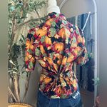 Vintage Handmade Halloween Whimsical Pumpkin Black Cat Frog Button Up Shirt Red Size M Photo 4