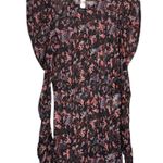 IRO Lou Top in Black Floral Red Long Sleeve Sheer Puff Sleeve Size 6 Medium M Photo 2