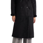 Ralph Lauren Lauren  Double Breasted Faux Shearling Coat Black Size XL Photo 0