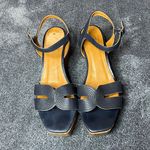 36.5 NEW $ COCLICO Midwood Wedge Sandals ( 38 1/2 ) - Navy Blue Photo 0