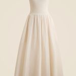 J.Crew Strapless Mixy Dress Smocked A Line Minimalist Ramie Natural XXS NWT Photo 3