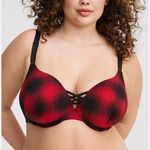 Torrid XO Plunge Push Up Bra 38DDD 360 Back Smoothing Red Black Plaid Holiday Photo 0