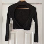Lululemon Black Glitter Knit Twist Back Long Sleeve Top Size Medium NWT Photo 4