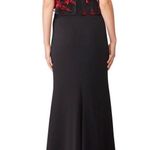 Badgley Mischka Floral Popover Gown, Black & Red, Size 14 Retail $890.00 Photo 2