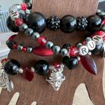 Handmade Horror Movie themed bracelet stretchy stackable charm bracelet black red Photo 8