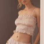 Anthropologie NWT By Silky Ruched Crop Tank Pyjama Top Trendy Loungewear Photo 0