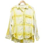 Free People We The Free Top Washed Away Yellow Windowpane Tie Dye Shirt Size XS Photo 1