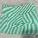 J.Crew Seersucker Pleated Shorts Green Striped Side Zip Casual Festival Size 2 Photo 0