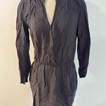 Splendid  Black Rayon Voile Drape Dress Long Sleeve V-Neck Size Large Photo 0