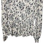 Free People  Bianca Surplice Wrap Ruched Sleeve Printed Blouse, Small Photo 8