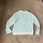Talbots  Aqua White Striped Full Zip Sweater SIZE XL Photo 4