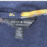 Lucky Brand Women’s Floral Split Neck Long Sleeve Boho Top Blouse Navy Blue Yellow Small Photo 10