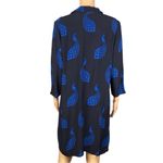 Ann Taylor black shirt dress with royal blue peacocks throughout Size Medium EUC Photo 8