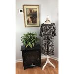 Apt. 9  Women's Dress M Brown Beige 3/4 Sleeve Checked Square Neckline Gathered Photo 4