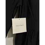 Ellen Tracy Women Black Casual Split Neck Tiered Sheer Flared Ruffled Dress M Photo 8