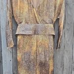 Worth Gold and Brown Sheath Dress with Dolman Sleeves 100 % Silk Size 4 Photo 0