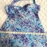 Vintage City Triangles Blue Floral Hawaiian Y2K 90s Coconut Girl Halter Dress 10 Photo 8