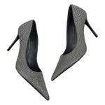 Mango  Rhinestone Embellished Pointed Toe Satin Heel Pump Gray Size 39/ 8.5 Photo 4