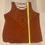 Apt. 9  Boho Brown Tank Top with Beads & Criss Cross Back - Size XL Photo 4