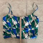 ZARA  Crop Top Small Ruched Stretching Back Spaghetti  Strap Blue/Green Photo 3