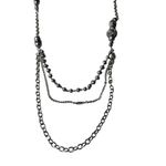Elegant Silver Tone Multi Layer Beaded Necklace Jewelry Accessory u Photo 1