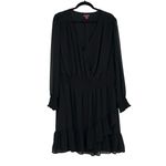 Vince Camuto ‎ Women's Black Smocked Waist Long Sleeve V-Neck Wrap Dress Size 3X Photo 1