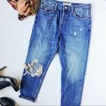 Topshop Medium Wash Denim Blue Distressed Hayden Moto Jeans Women's Size 28 Photo 0