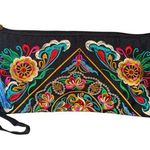 Clutch Wristlet Embroidered Bag Double Sided Evening Bag Vibrant Colorful New Pink Photo 0