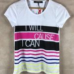 Energie White Semi Sheer Graphic Workout Tee NWT SMALL Photo 0