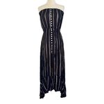 Elan Strapless Striped Black Maxi Cover-Up Summer Dress High Front Slit Size M Photo 2