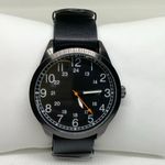 FMD men’a black tone watch 45mm round quartz analog black leather running Photo 0