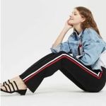 Topshop Jean Jamie Flare Moto Black Denim High Waist Side Stripe Size:26 Photo 2