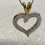 Two Tone Gold And Silver Rhinestone Pave Accent Heart Charm Sparkling Pendant Photo 1