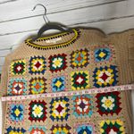 Blue Velvet Crochet Granny Square Boho Knit Sweater Size Small Multicolor Tan Photo 4