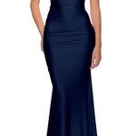 La Femme 29873 Ruched Bust Dress Navy Gown 4 Photo 0