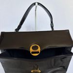 American Vintage American VTG 50's Lewis top handle envelope patent glossy black gold clasp bag Photo 12