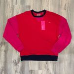 Terez NWT  Pink Red Colorblock Oversized Pullover Crewneck Sweatshirt Size XS Photo 0