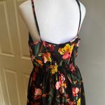 SheIn Floral Print Midi‎ Dress Black Sleeveless Smocked Waist Casual Summer Photo 6