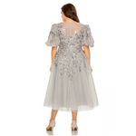 Mac Duggal 20475 Silver Gray Sequin Beaded Tulle Midi Dress Size 12 NWT Photo 3